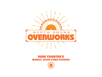 South Shore Ovenworks Branding branding emblem ferris wheel icon logo pizzeria radial sun thin line typography