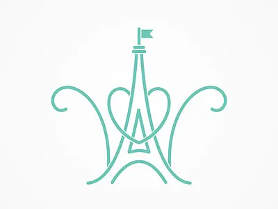 Anastasia Wall Photography Brand Icon brand identity branding design eiffel tower heart logo paris photography typography wedding