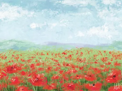 Poppies anzac art digital illustration impressionism photoshop poppies wacom
