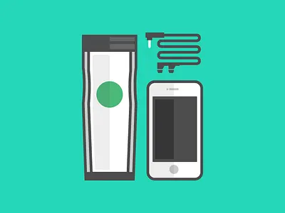 Work Essentials desk illustration iphone music office starbucks vector work