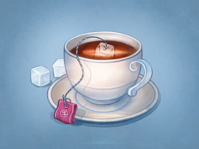 Dribbble Tea art blue cup design digital painting drawing hand drawn handmade icon illustration painting photoshop