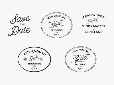 Badge Exploration badge cleveland gala illustration logo minds matter save the date script typography