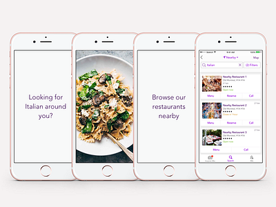 yp Dine 2.0 - App Preview Storyboards 2 2016 app previews cynthia irani flat user interface food delivery ios iphone 6 order reservation restaurant search