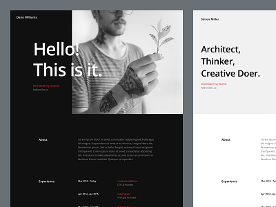 CV Resume Page creative cv divi folio layout portfolio resume ui unsplash website wordpress