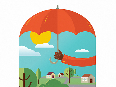 Umbrella (Detail 1) blue bright illustration insurance orange umbrella vector vibrant