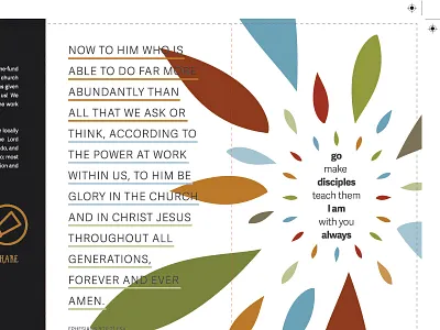 2016 Mission annual report brochure church design leaf scripture typography