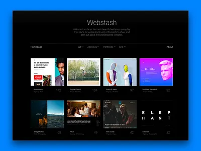 Webstash Homepage design grid interface ui web websites webstash