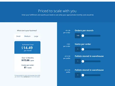 FF Pricing calculator pricing ui website