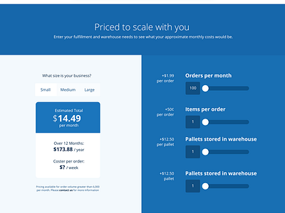 FF Pricing calculator pricing ui website