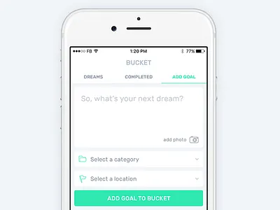 Next Dream app bucket design flat green ios iphone ui ux