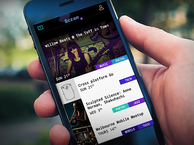 Scram - Ticket selling app concept app dark event ios music ticket