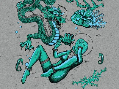 Black Tusk Screen Printed Poster black tusk drawing figire gig poster illustration monster screen print sea