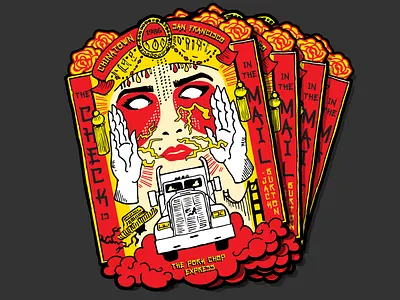 Big Trouble In Little China Sticker For Slap Stick asian chinatown chinese eyes hands lightning movie roses seal semi sticker truck