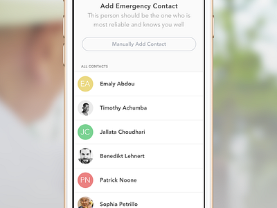 “Add Emergency Contact” on Iris address contacts emergency health ios iphone iris