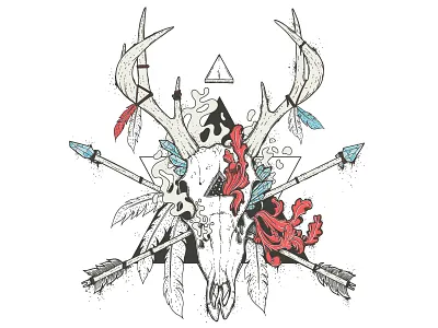 Deer Skull deer illustration indian print skull totem