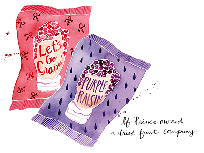 RIP Prince color colorful craisins dried fruit emoji funny humor paint painting prince raisins watercolor