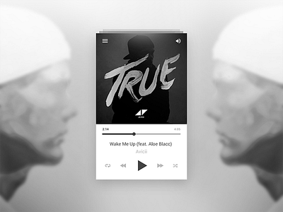 Music Player. 009 avicii clean daily ui mono music player ui ui design user interface ux