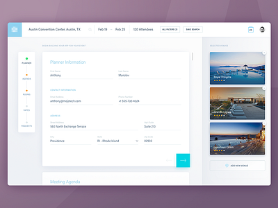 RFP Creator WIP agenda creator dashboard form material design progress search timeline ui ux venue web