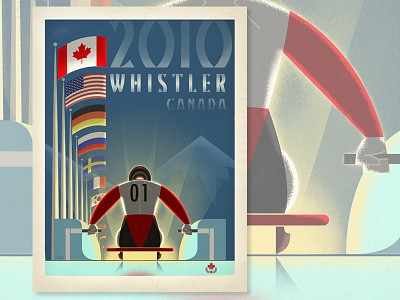 Whistler, Olympic Luge british columbia canada mountain olympics poster retro ski texture travel vector vintage whistler