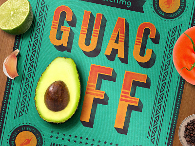 Match MG Guac Off Poster Snippet avocado mexico spicy texture vegetables vintage western