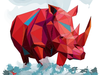 Red Rhino animal geometric illustration