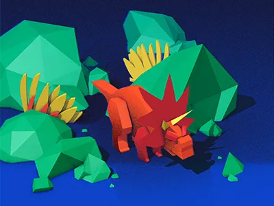 Tricératops 3d cinema 4d dino dinosaur illustration low poly polygon wild