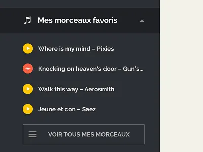 Favorite tracks e learning music play sidebar songs tracks ui