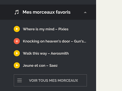 Favorite tracks e learning music play sidebar songs tracks ui