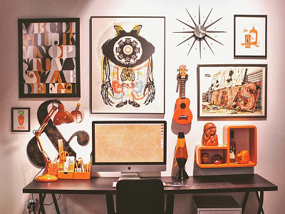 My Workspace ampersand desk desktop orange ukelele workspace