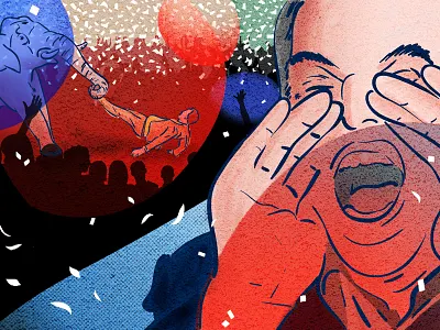 Contested Convention american campaign editorial illustration jurassic park politics republican wrestle mania