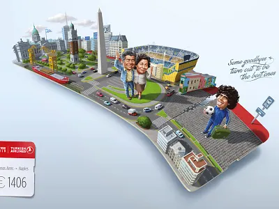 Diego Goodbye advertisment caricature character conceptual illustration landscape painttoolsai photoshop