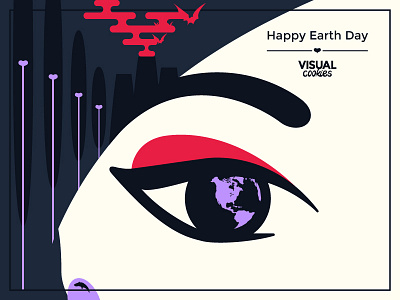 Earth Day Illustration bat day earth illustration lilac red vector visualcookies woman