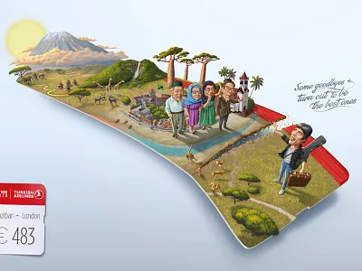 Freddie Goodbye advertisment caricature character conceptual illustration landscape painttoolsai photoshop