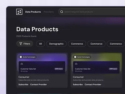 DataMarket Place - SAAS Product branding buy categories dashboard data dataproducts design ecommerce filters illustration listing logo marketplace minimal saas sale search sell typography ui design