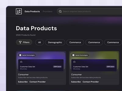 DataMarket Place - SAAS Product branding buy categories dashboard data dataproducts design ecommerce filters illustration listing logo marketplace minimal saas sale search sell typography ui design