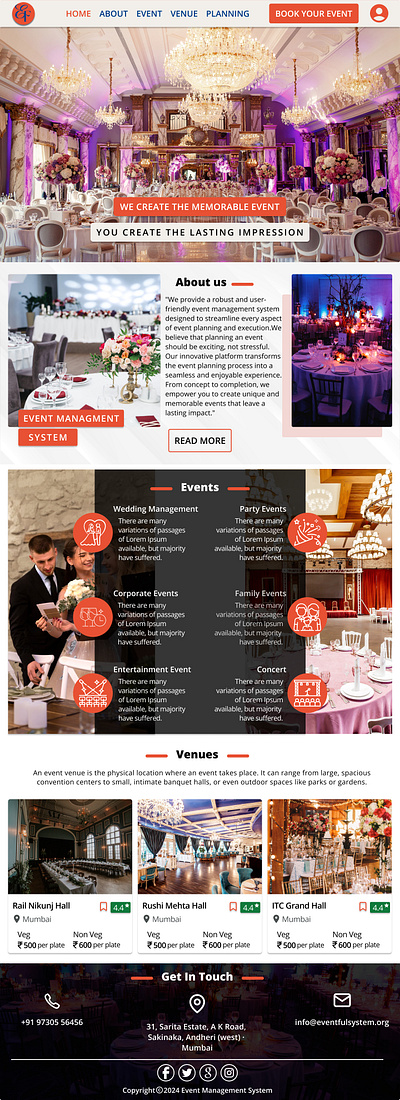 Event Management System - Landing Page UI figma landing page ui ui ux design