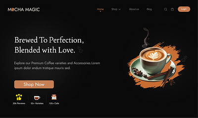 MOCHA MAGIC Coffee Shop aestheticdesign coffeeapp coffeeshop coffeewebsite dailyui landingpage landingpagedesign minimaldesign mochamagic ui uidesign uiuxdesign webdesign