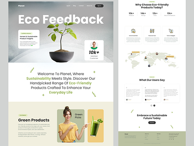 Planet: Eco-Friendly Product Website agriculture eco eco friendly eco platform environmental green energy greenliving landing page nature organic plant recycle renewable energy startup sustainable ui uidesign web design website design zero waste