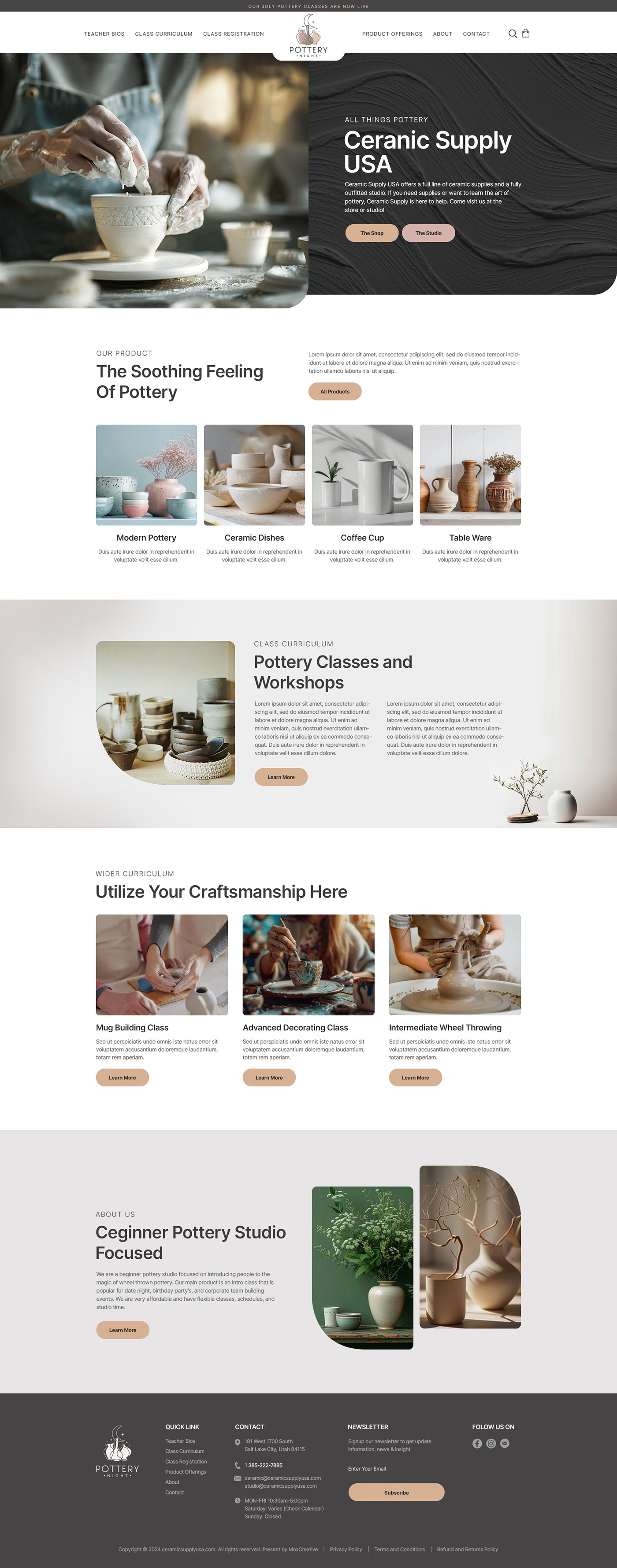 Pottery Night website design design landing page landing page design layout layout design minimul web design ui uiux uiux design user experience user interface ux web design website website design website development