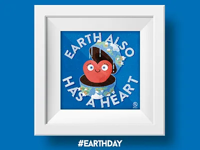 Earth Also Has A Heart earth earth day earthday happy heart illustration smile sviali sweet vector