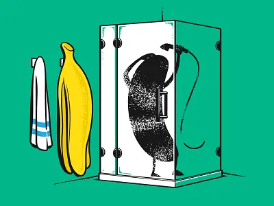 SHOWER 🛀 🍌 banana chow hon lam flying mouse 365 food without face funny lol shower smile