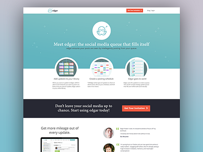 Edgar Landing Page Redesign edgar landing page meetedgar.com social media