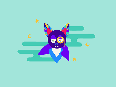 Brainy Bat animal art bat cute design graphic icon monocle rainbow series