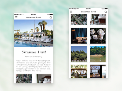 Uncommon Travel design mobile ui web