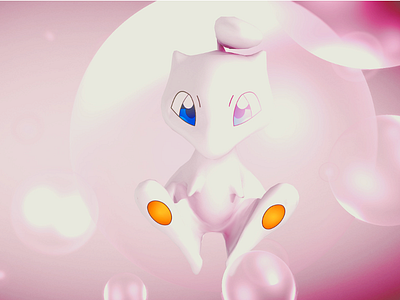 Mew - Low Poly 3d blender mew pokémon render rig