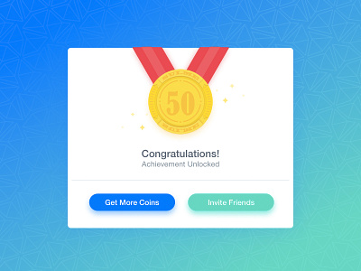 Achievement Reward Card button card coin congrats congratulation illustration material medal ribbon success ui web