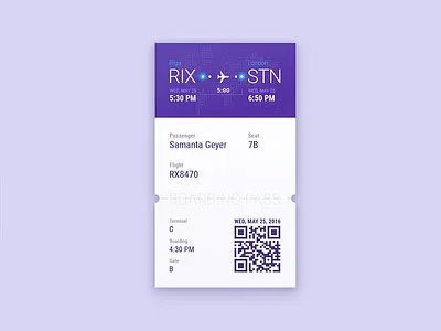 Boarding pass Daily UI aiport boardind card design flight qr seat ticket time travel trip ui