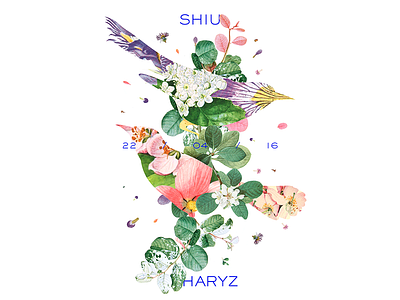 Wedding Card (S+H) birds collage double exposure floral iarafath illustration maldives print sackers gothic wedding
