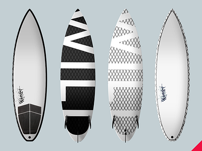 WILD "Ricochet" Black/White Shortboards mockup product design sports surf surfboard