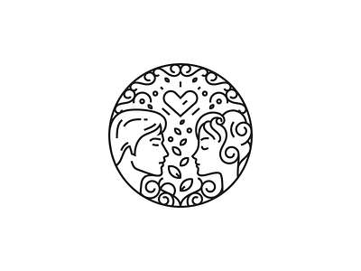 Pragma logo design bas freehand heart leaf line logo love man pragma serif stroke woman